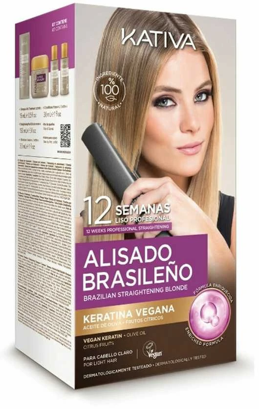 Kativa Profesional Alisado Brasileno Pro Skirtas šviesiems plaukams Estuche 6 Piezas