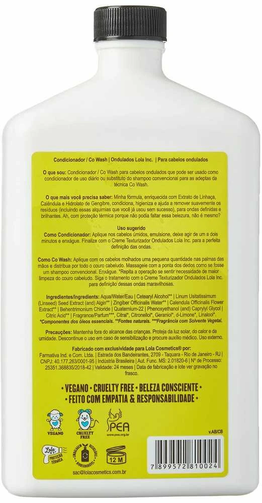 Lola From Rio Lola Cosmetics Ondulados Lola Inc. Co Wash Hair Conditioner valomasis kondicionierius banguotiems plaukams, 500 ml