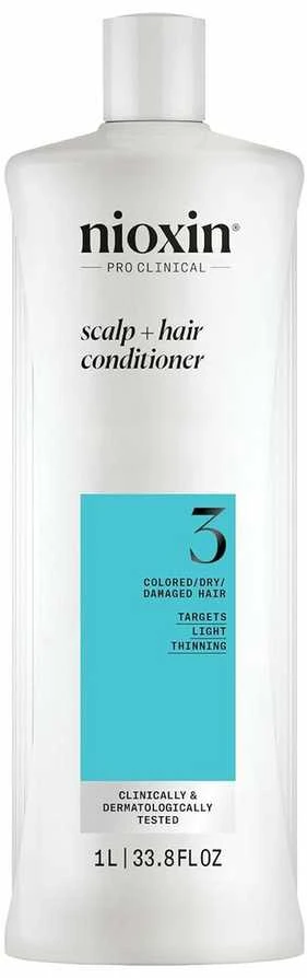 Nioxin Sistema 3 - Acondicionador - Cabello Teñido y Dañado Con Debilitamiento Leve, 1000 ml