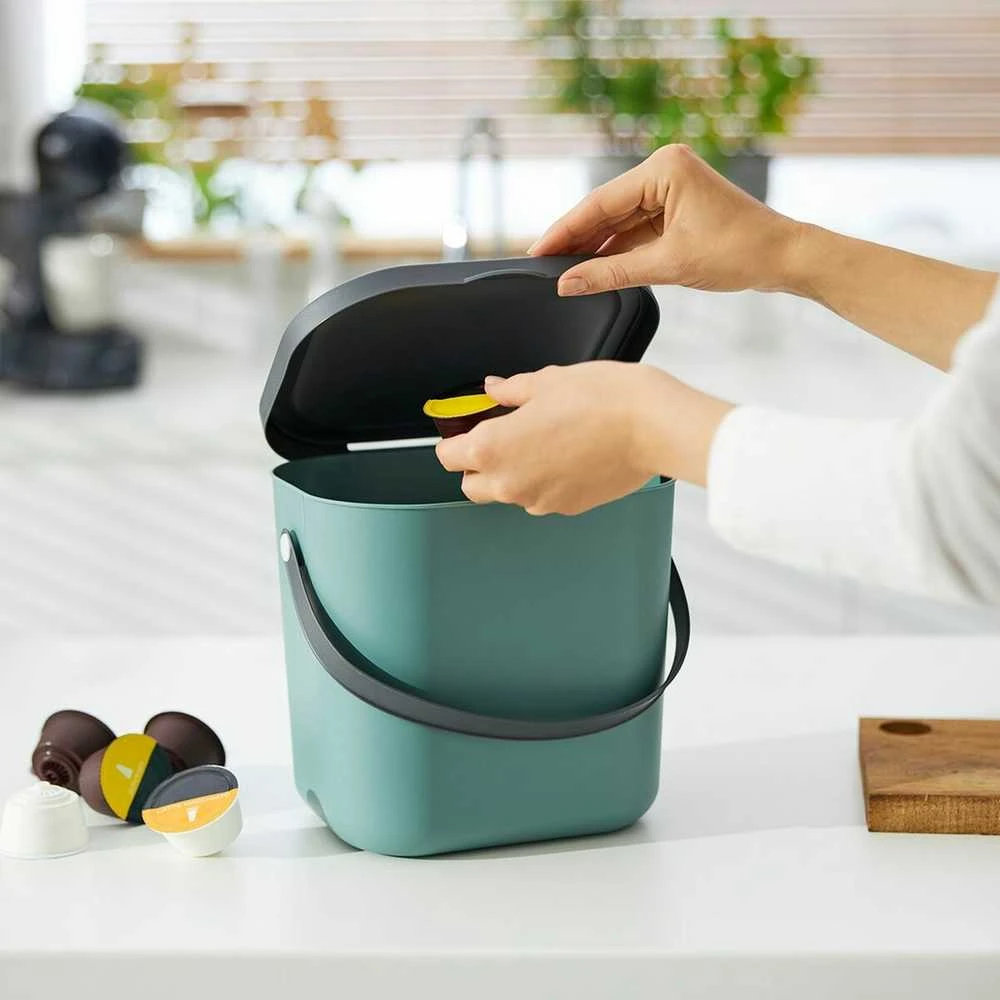 Atliekų Konteineris - ROTHO Albula 6L Perdirbtas Plastikas Tamsiai Žalias