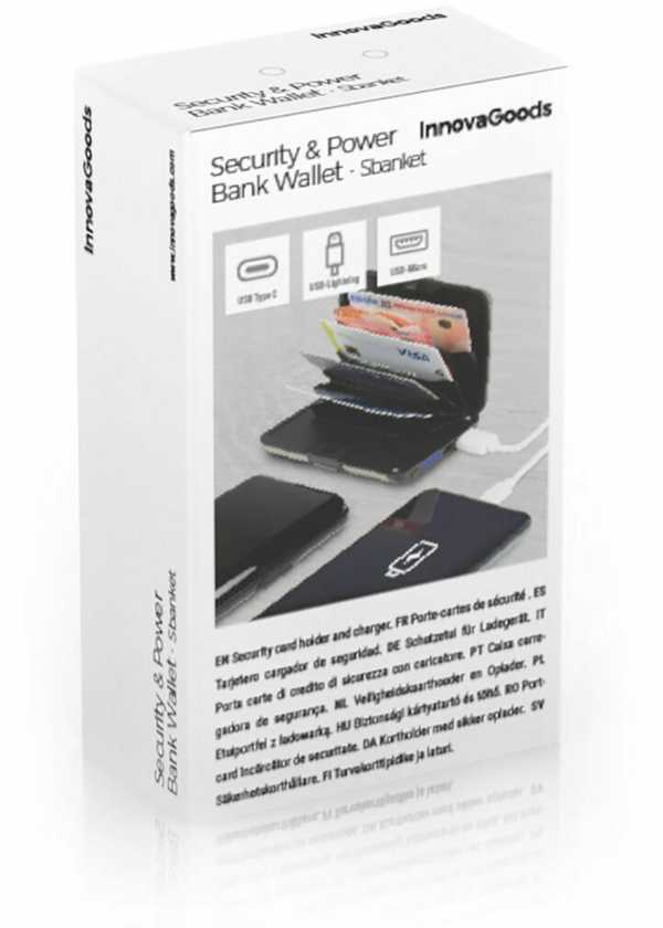Innovagoods Piniginė su RFID apsauga ir išorinės baterijos funkcija