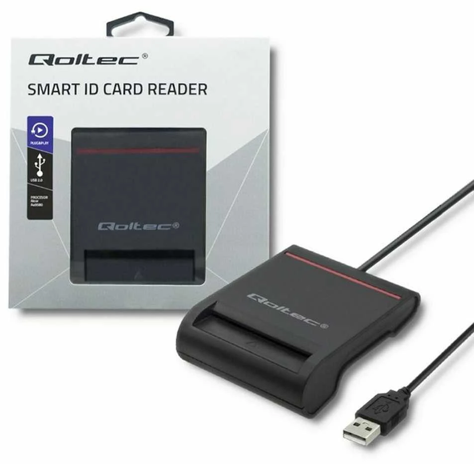 QOLTEC Smart chip ID kortelių skaitytuvas USB 2.0 Plug&Play