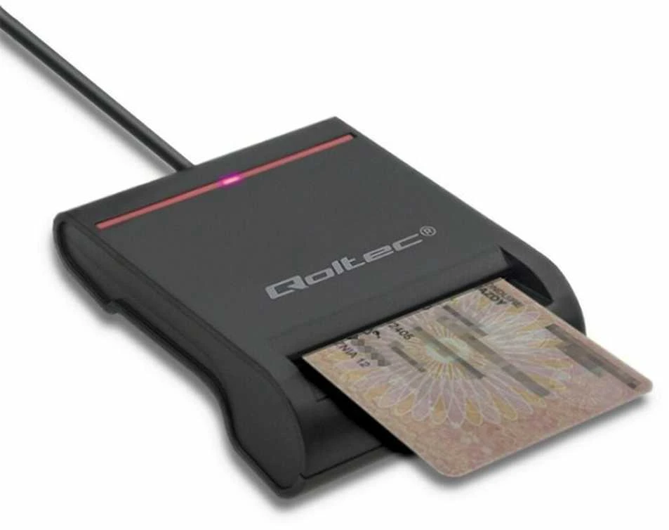 QOLTEC Smart chip ID kortelių skaitytuvas USB 2.0 Plug&Play