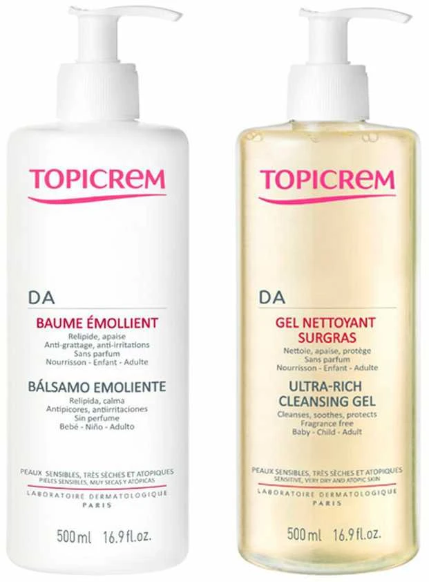 Topicrem DA PROTECT EMOLIENT BALM 500 ML + CLEANSING GEL 500 ML PACK 2 pcs