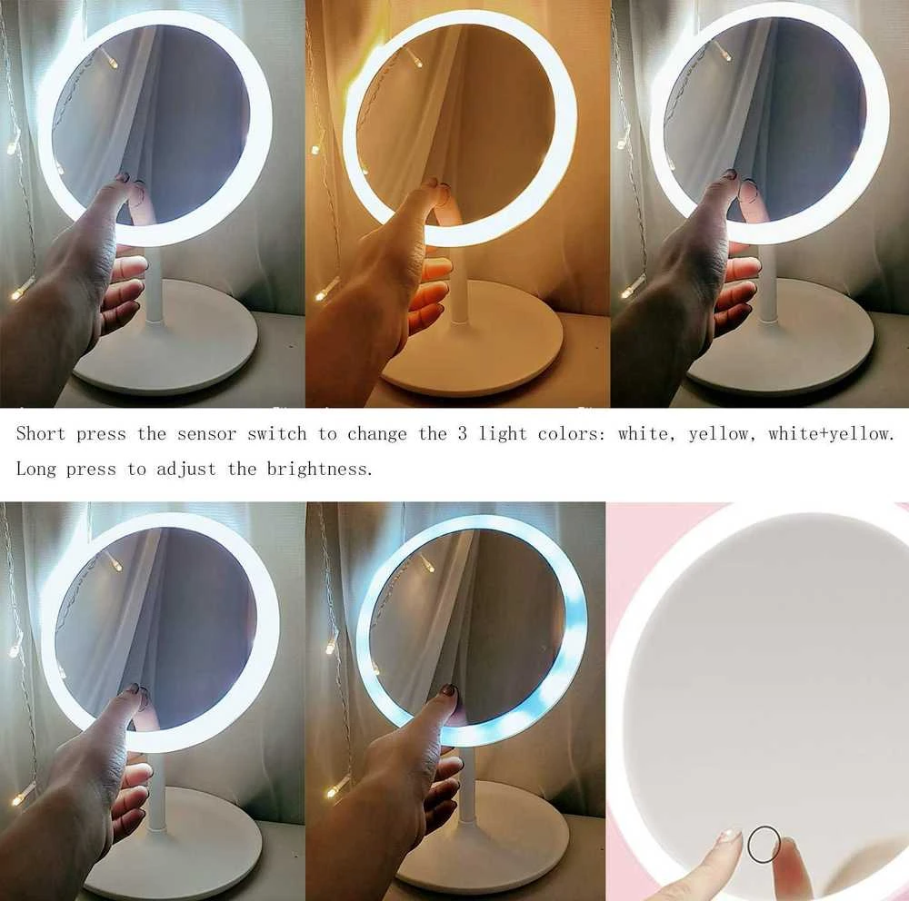 Kosmetinis veidrodis su LED apšvietimu, 18 cm