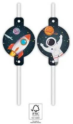 Globos Europe Bv „Rocket Space“ popieriniai šiaudeliai, 4 vnt.