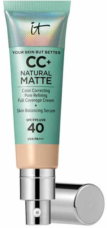 It Cosmetics CC Natural Matte kreminis makiažo bazė Spf40 Fair Light, 32 ml