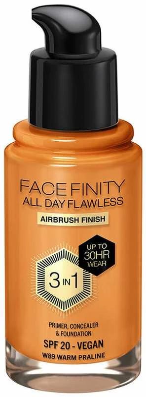 Max Factor Facefinity All Day Flawless makiažo pagrindas moterims 30 ml, spalva: W89 Warm Praline