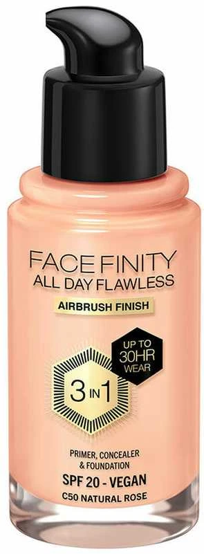 Max Factor Facefinity All Day Flawless makiažo pagrindas moterims 30 ml, spalva: C50 Natural Rose