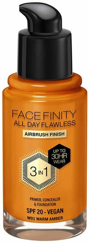 Max Factor Facefinity All Day Flawless makiažo pagrindas moterims 30 ml, spalva: W91 Warm Amber