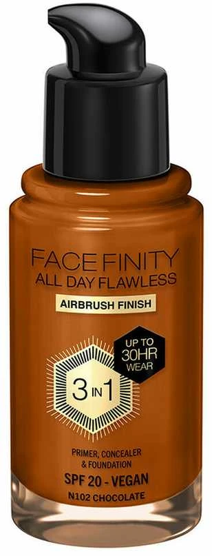 Max Factor Facefinity All Day Flawless makiažo pagrindas moterims 30 ml, spalva: N102 Chocolate