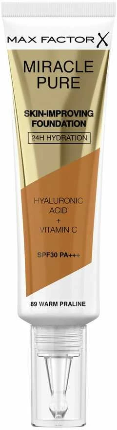 "Max Factor Miracle Pure" odą puoselėjantis makiažo pagrindas 24h Hydration Spf30 89-Warm Praline 30ml