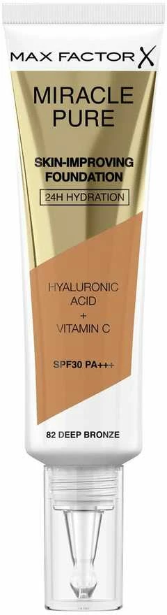 "Max Factor Miracle Pure" odą puoselėjantis makiažo pagrindas 24h Hydration Spf30 82-Deep Bronze 30ml