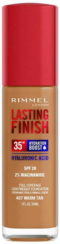 Rimmel London Lasting Finish Hydration Boost Spf20 407-Warm Tan, 30 ml