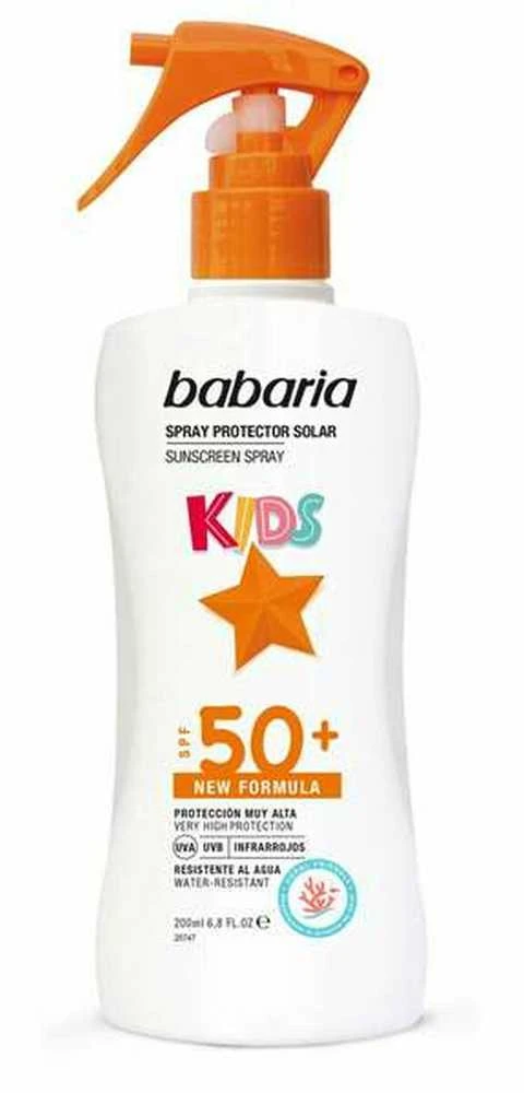 Babaria Apsauginis kremas nuo saulės Purškiklis Su Aloe Vera Vaikams Spf50+, 200 ml