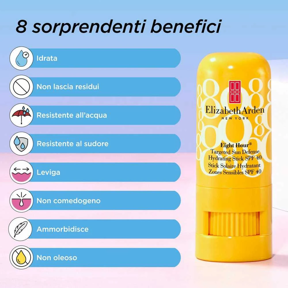 „Elizabeth Arden“ aštuonių valandų drėkinamasis kremas nuo saulės jautrioms vietoms SPF40, 6, 8 g