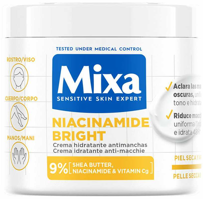 Mixa Niacinamido šviesinantis drėkinamasis skaistinamasis kremas 400ml