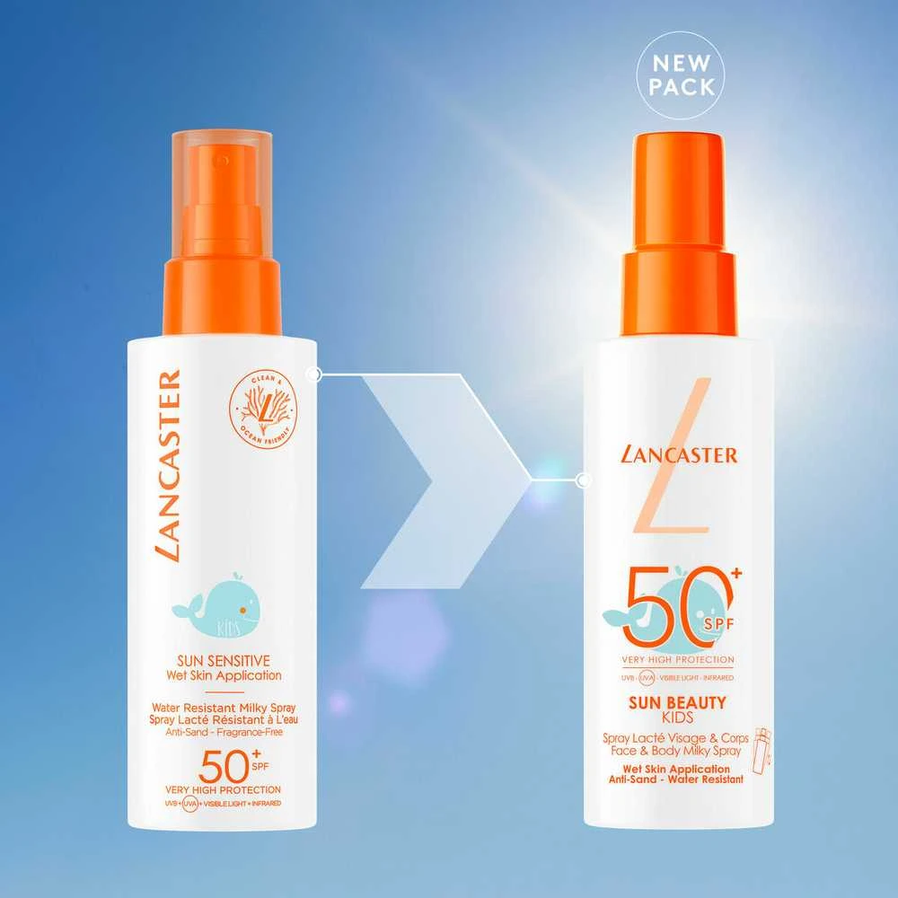 Lancaster Kids Sun Sensitive Wet Skin Application Very High Protection Purškiklis SPF 50+ apsauginis purškiklis nuo saulės vaikams, 150 ml