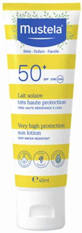 Mustela Baby Spf50+ Very High Protection Sun Lotion itin aukštos apsaugos nuo saulės losjonas kūdikiams 40ml
