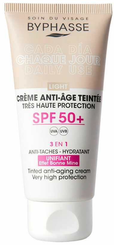 Byphasse Anti-Aging veido kremas su Color Spf50 Light, 50 ml