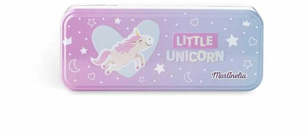 MARTINELIA Little Unicorn rinkinys Tin Case 3 Levels,11 akių šešėlių, 11 lūpų blizgių, 2 aplikatoriai, lipdukai, 2 plaukų gumytės, 2 segtukai