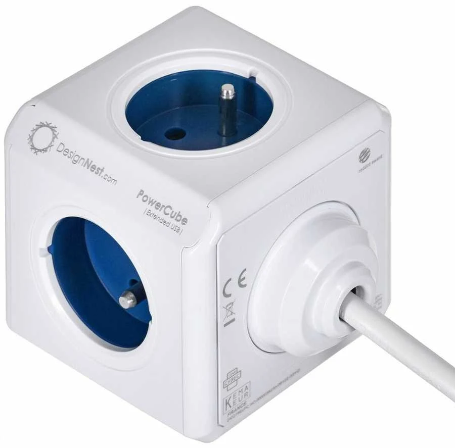Allocacoc PowerCube Extended 4 lizdai 2x USB 1,5m malūnėlis
