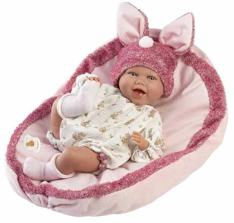 Peterkin Llorens 74134 Lėlė kūdikis besijuokiantis Mimi 42 cm su pagalve