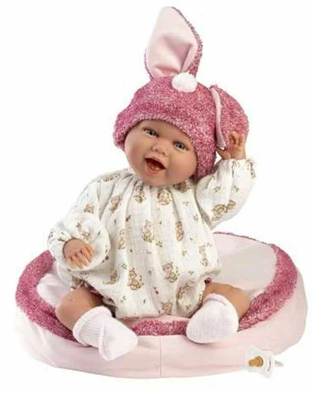 Peterkin Llorens 74134 Lėlė kūdikis besijuokiantis Mimi 42 cm su pagalve