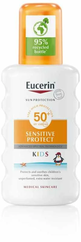Eucerin Sun Sensitive Protect Kids SPF 50+ Purškiklis apsauginis purškiklis nuo saulės vaikams, 200 ml
