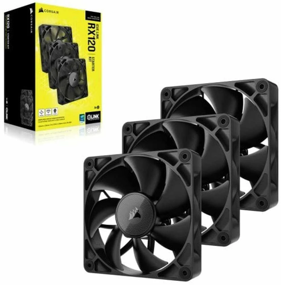 Corsair iCUE LINK RX120 Series, PWM korpuso ventiliatorius 3er Pack - 120 mm, juodos spalvos