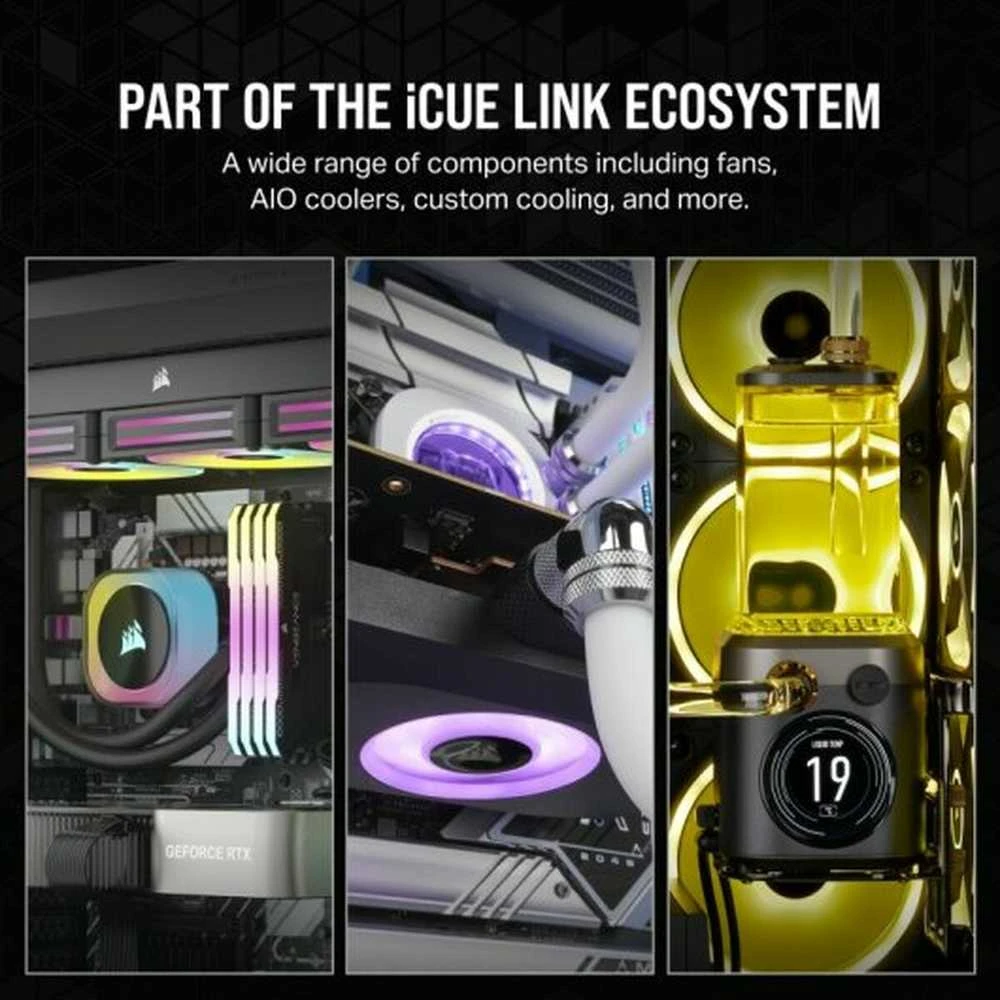 Corsair iCUE LINK RX140 Series, PWM korpuso ventiliatorius - 140mm, juodos spalvos