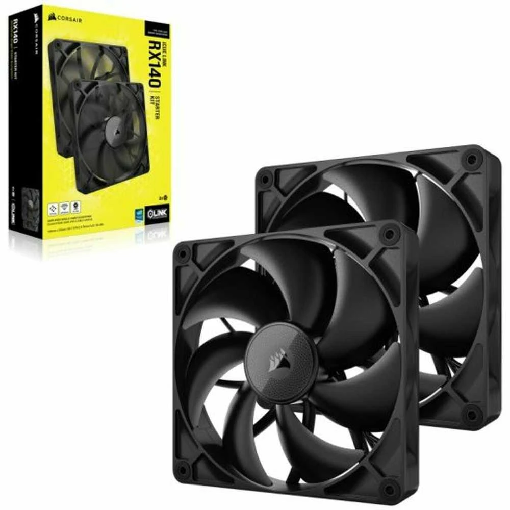 Corsair iCUE LINK RX140 Series, PWM korpuso ventiliatorius 2er Pack – 140mm, juodos spalvos