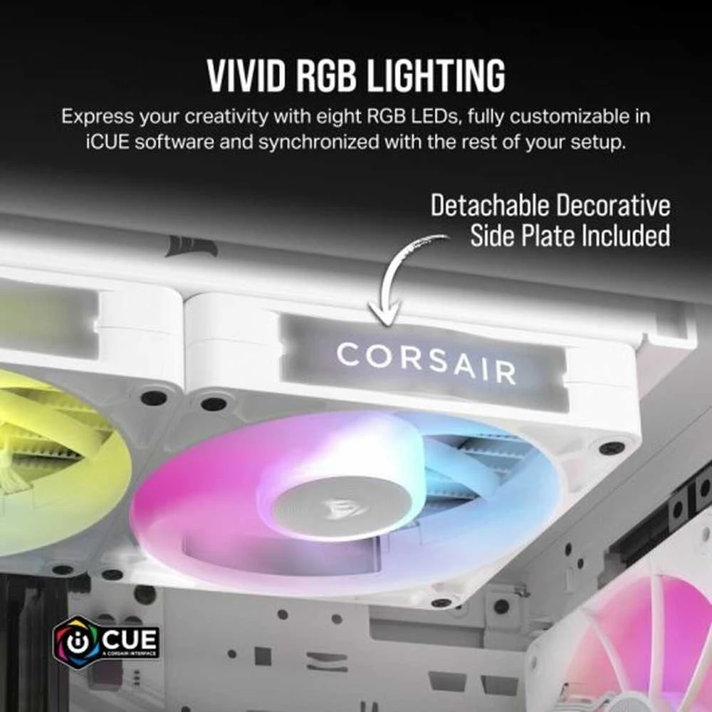 „Corsair iCUE LINK RX120 RGB“ serijos PWM ventiliatorius, 120 mm, baltas