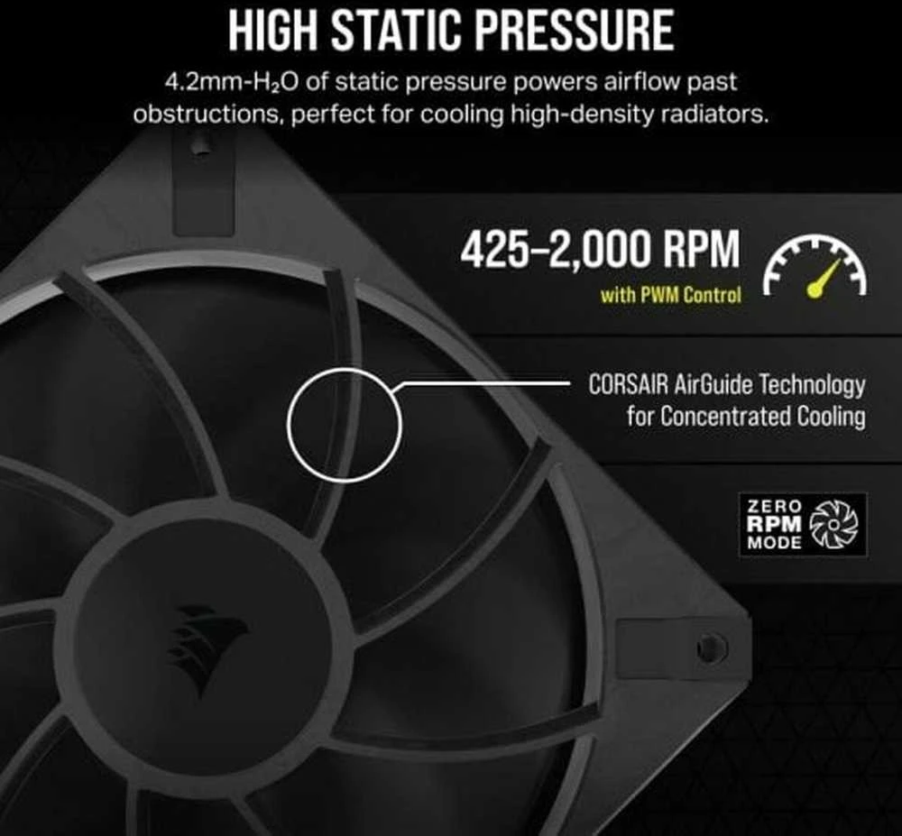 Corsair RS120 MAX 120 mm PWM trigubas juodas CO-9050171-WW