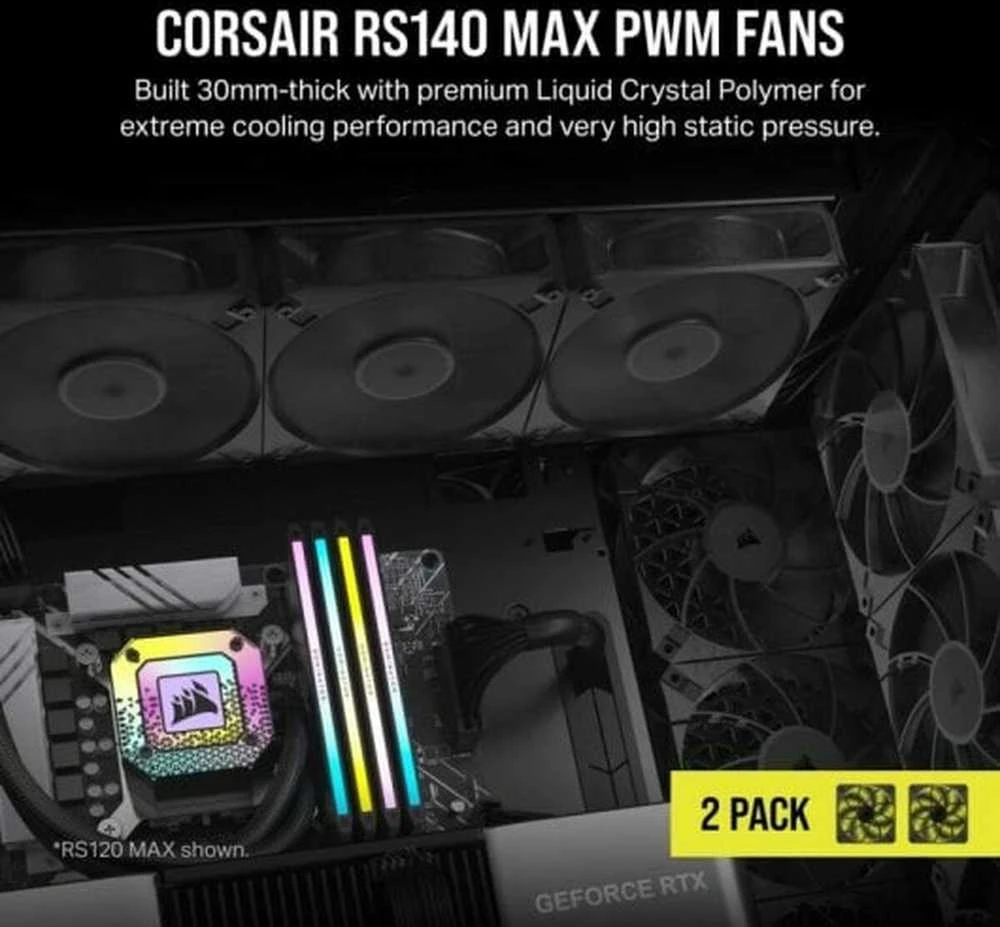 Corsair RS Series RS140 Max PWM korpuso ventiliatorius – 140mm, juodos spalvos