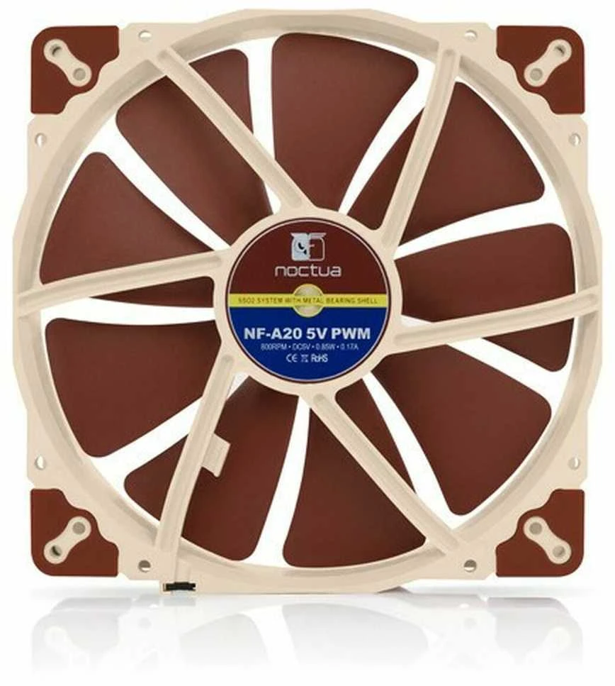 Noctua NF A20 5V PWM Kompiuterio dėklas Fan 20 cm rusvai gelsvas, Raudona