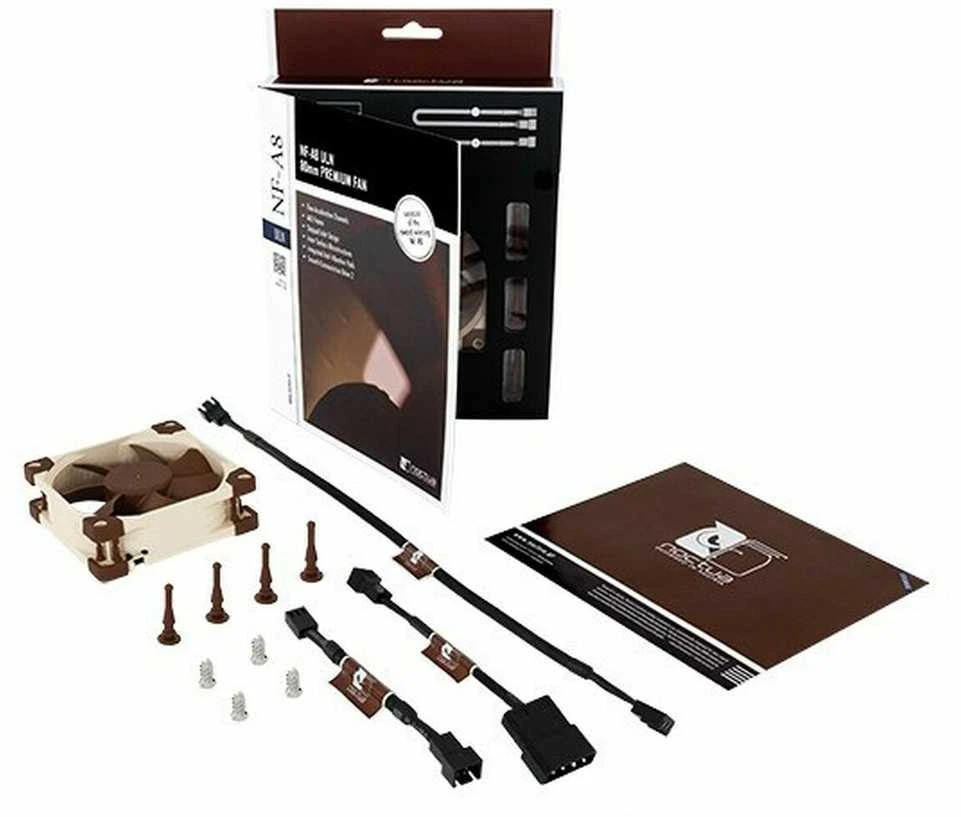 Noctua NF-A8 ULN computer cooling system Kompiuterio dėklas Fan 8 cm rusvai gelsvas, Brown