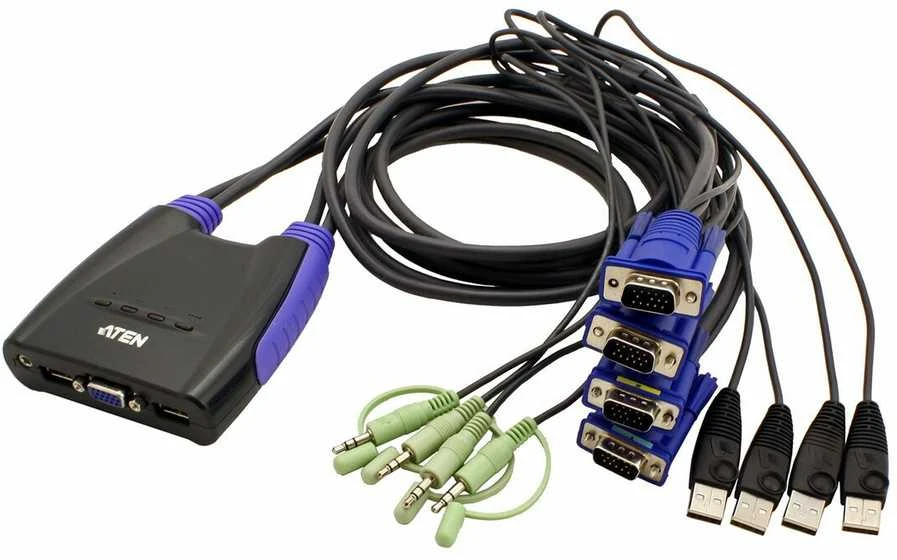 Aten 4 prievadų USB VGA/garso kabelio KVM jungiklis | Aten | 4 prievadų USB VGA / garso kabelio KVM jungiklis (0,9 m, 1,2 m)