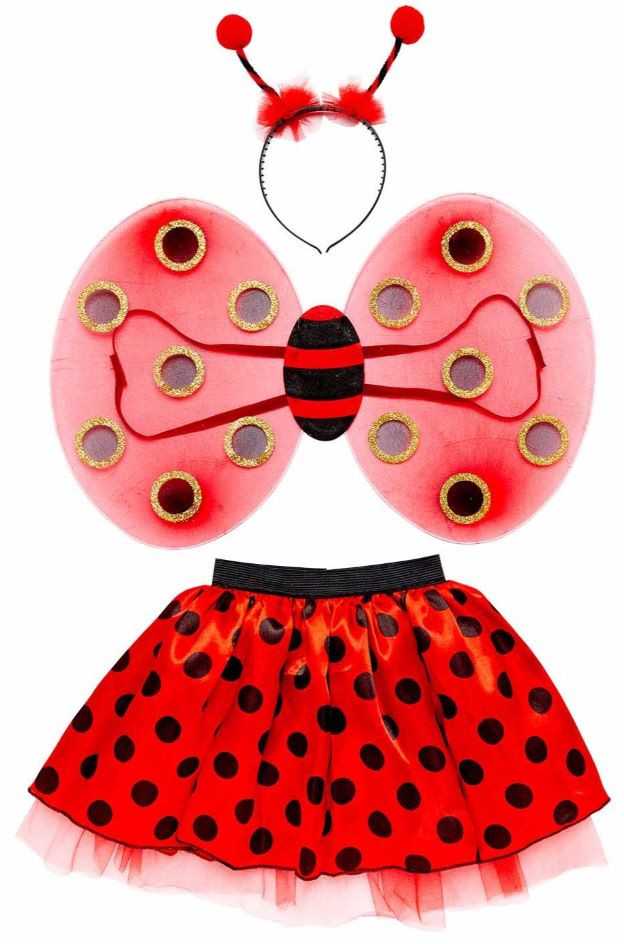 „Ladybug“ dryžuotų taškelių sijonėlio komplektas 3-8 metų vaikams