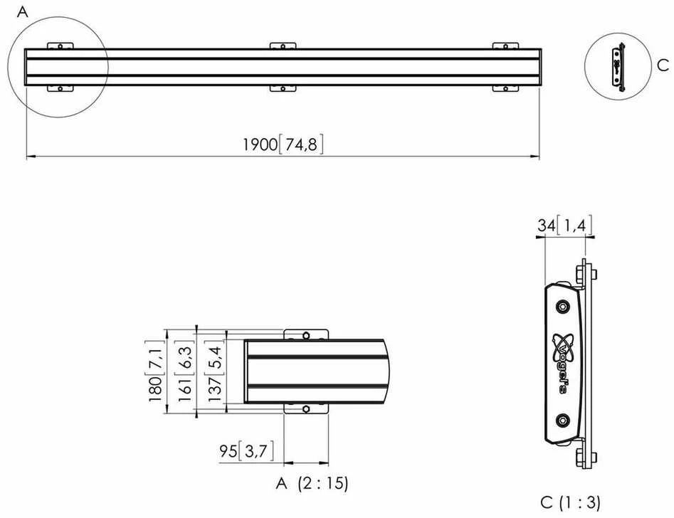 Laikiklis Vogel's PFB 3419 Sidabrinis/Interface bar 1915mm - Flatscreen Priedas
