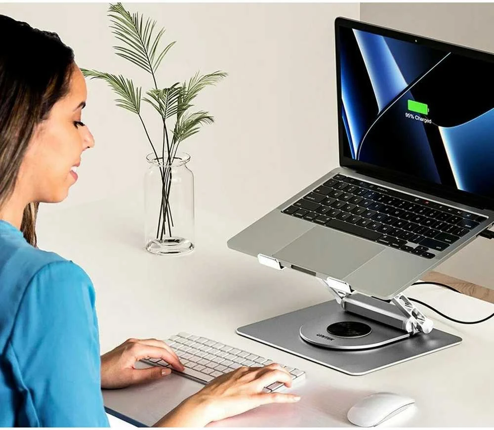 Reguliuojamas nešiojamojo kompiuterio stovas + USB-C HDMI šakotuvas Unitek D1109B01 PD 100W