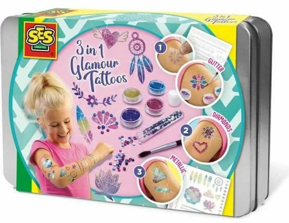SES Rinkinys madingų laikinų tatuiruočių 3in1