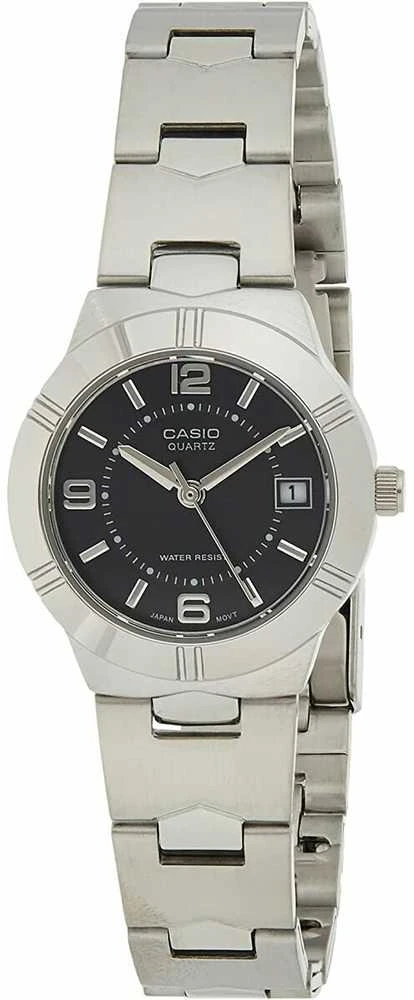 Moteriškas laikrodis Casio LTP-1241D-1A, su dėžute, Juodas ciferblatas