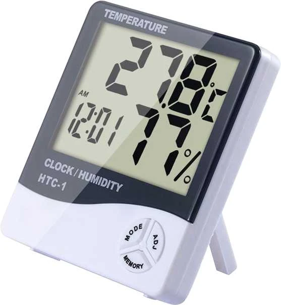 Elektroninis LCD termometras su laikrodžiu ir data