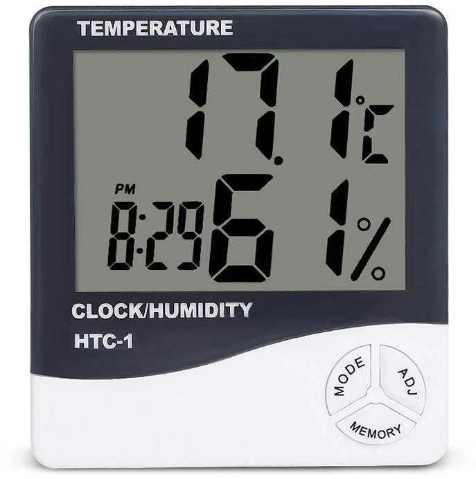 Elektroninis LCD termometras su laikrodžiu ir data