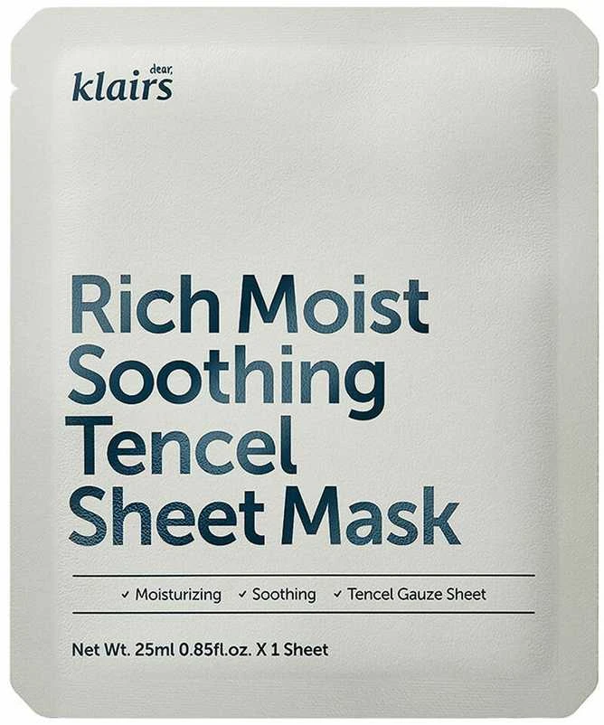 Klairs Rich Moist Shoothing Sheet Mask drėkinamoji lakštinė veido kaukė, 25 ml