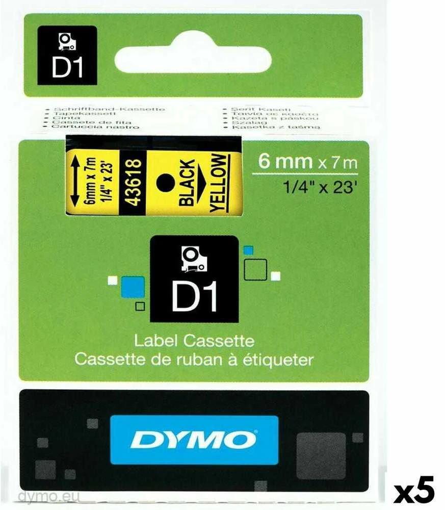 DYMO S0720790 D1 Juostelė 6mm x 7m (geltona / juodas šifras)
