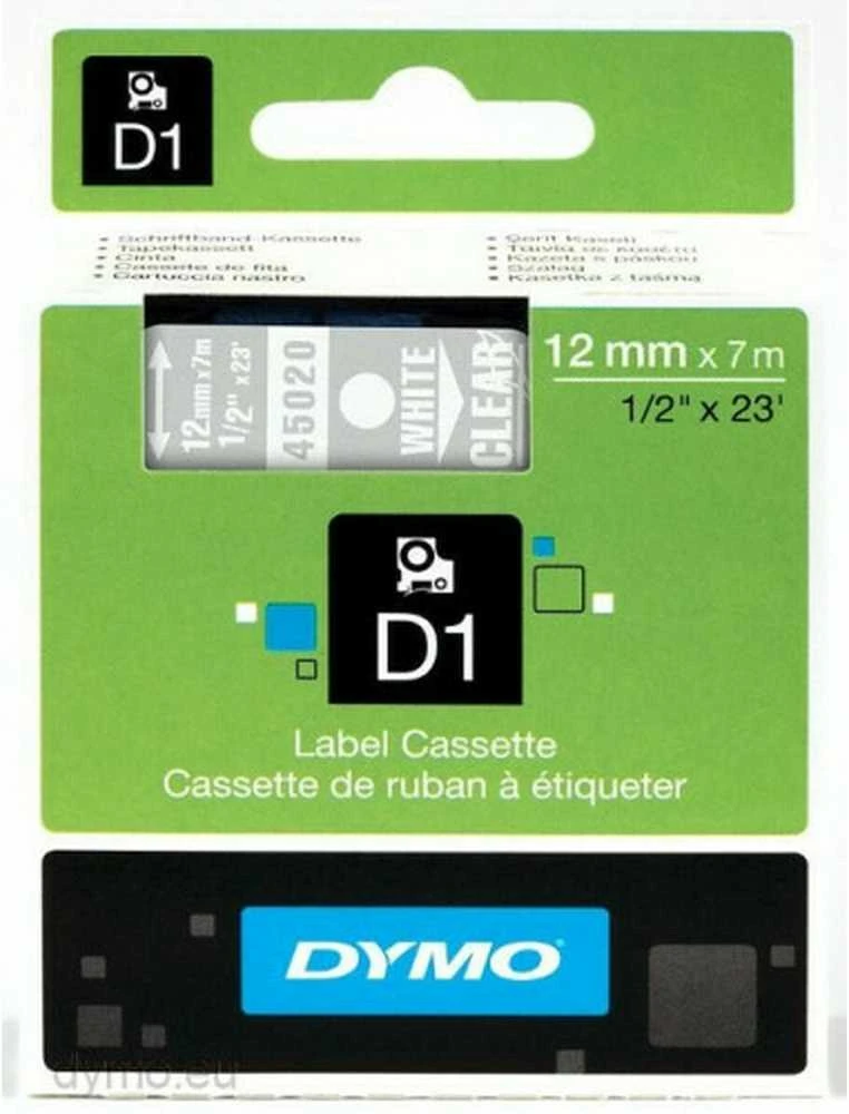DYMO S0720600 D1 Juostelė 12mm x 7m (skaidri / baltas šifras)