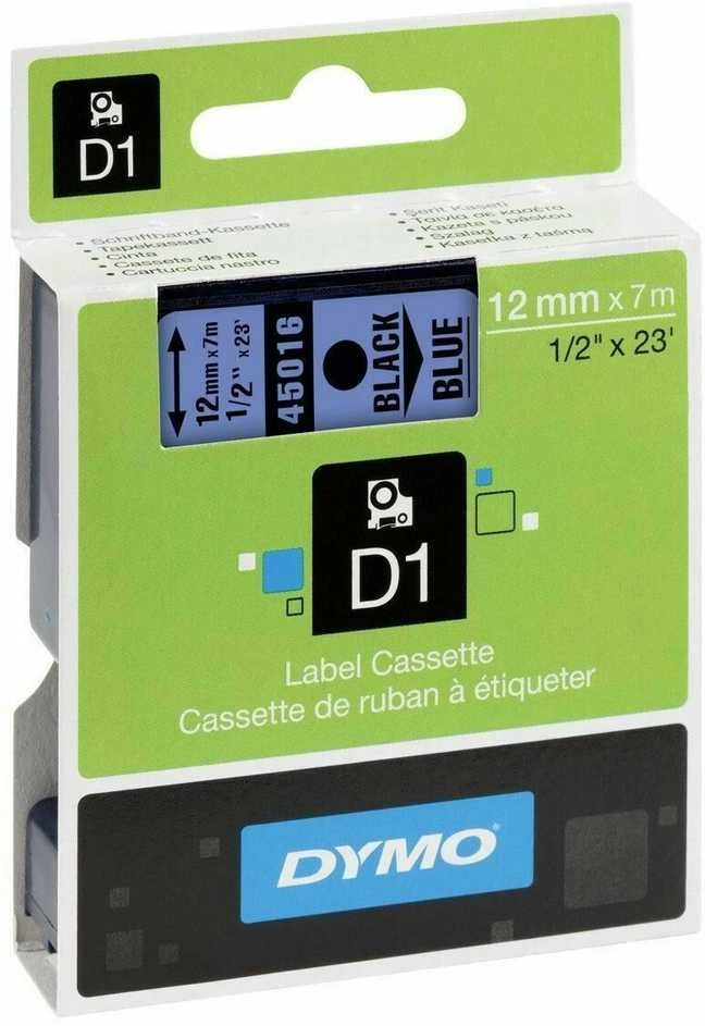 Juostelė DYMO D1 12mm x 7m, Juodai ant Mėlyno