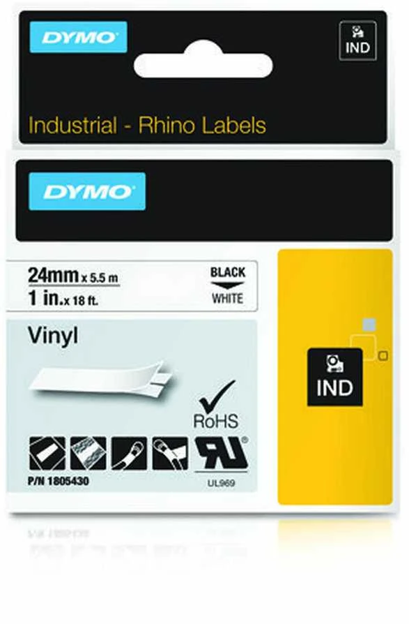 Etiketės Dymo Rhino 1805430 Juodas on Baltas